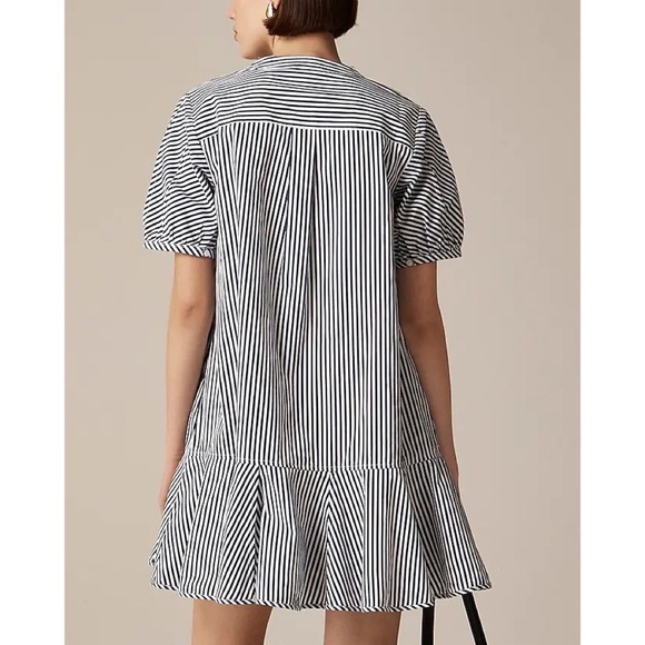 NWT!! J. CREW Delilah Dress Cotton Poplin Blue White Stripe Dark Evening Small - Picture 8 of 15